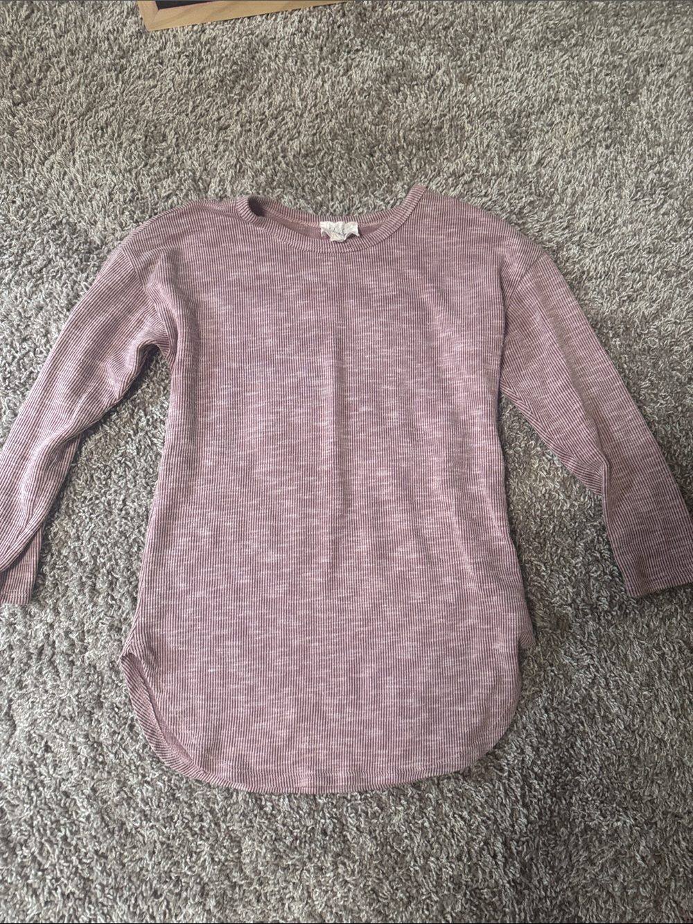 Sadie & Sage Girls' Dusty Rose Long-Sleeve Ribbed Top - Size S - NWOT